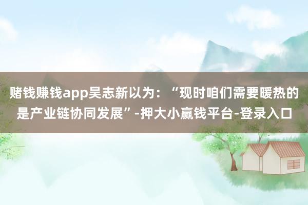 赌钱赚钱app吴志新以为:“现时咱们需要暖热的是产业链协同发展”-押大小赢钱平台-登录入口